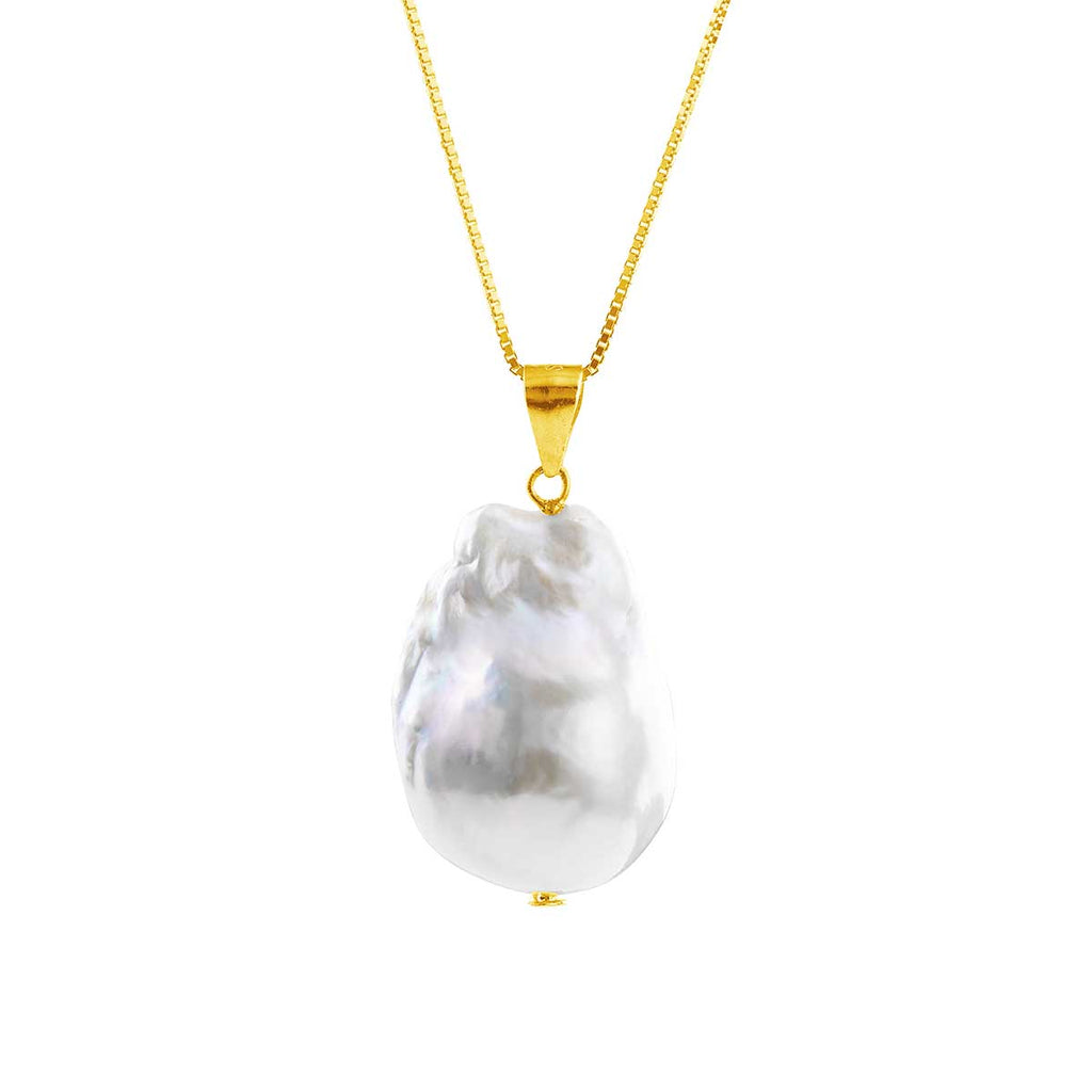 baroque pearl necklace on white background