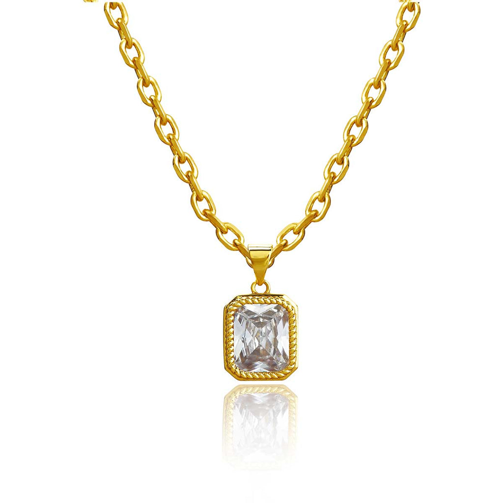 crystal pendant necklace on white background