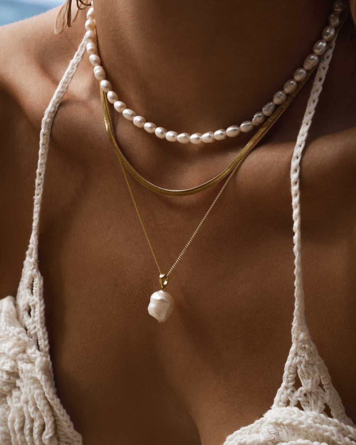 layered pearl drop necklace