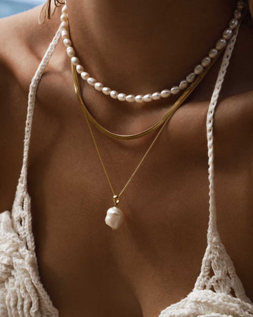 layered pearl drop necklace