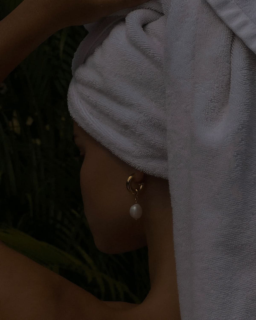 pearl earrings from the side