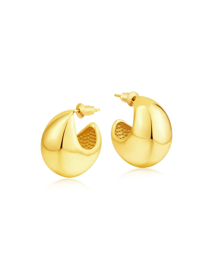 chunky gold hoops in white background