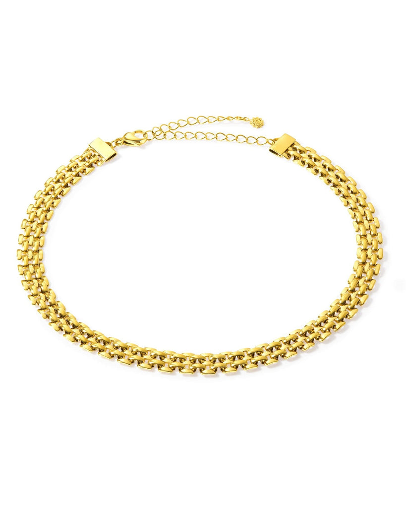 chunky gold chain choker in white background