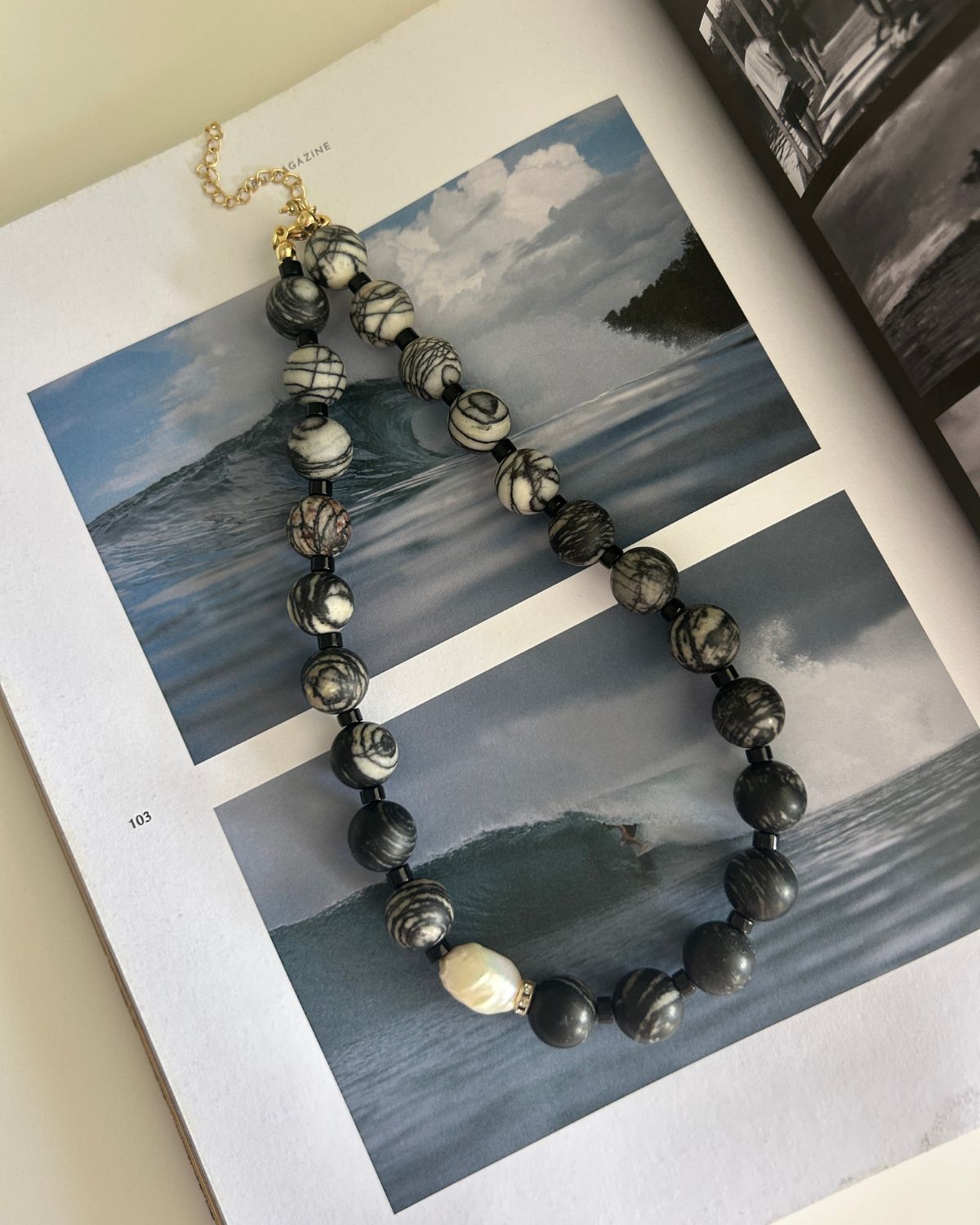 Dahlia black bead necklace | CULT OF SUN JEWELRY