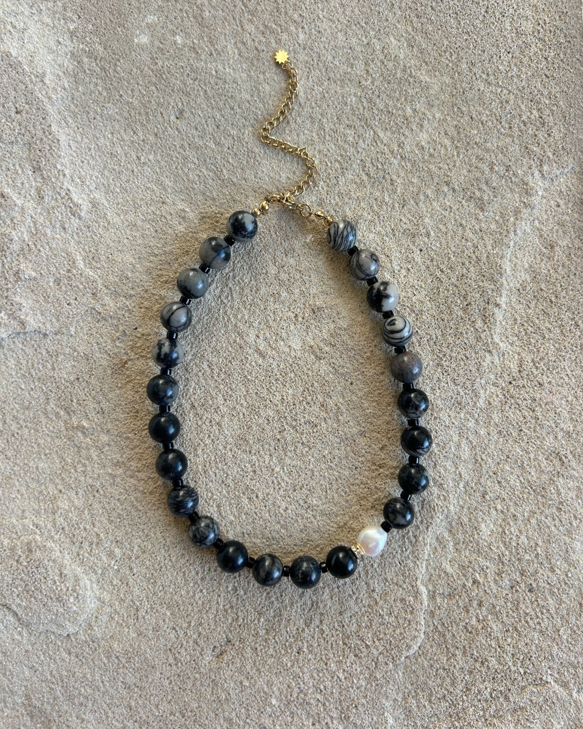 Dahlia black bead necklace | CULT OF SUN JEWELRY