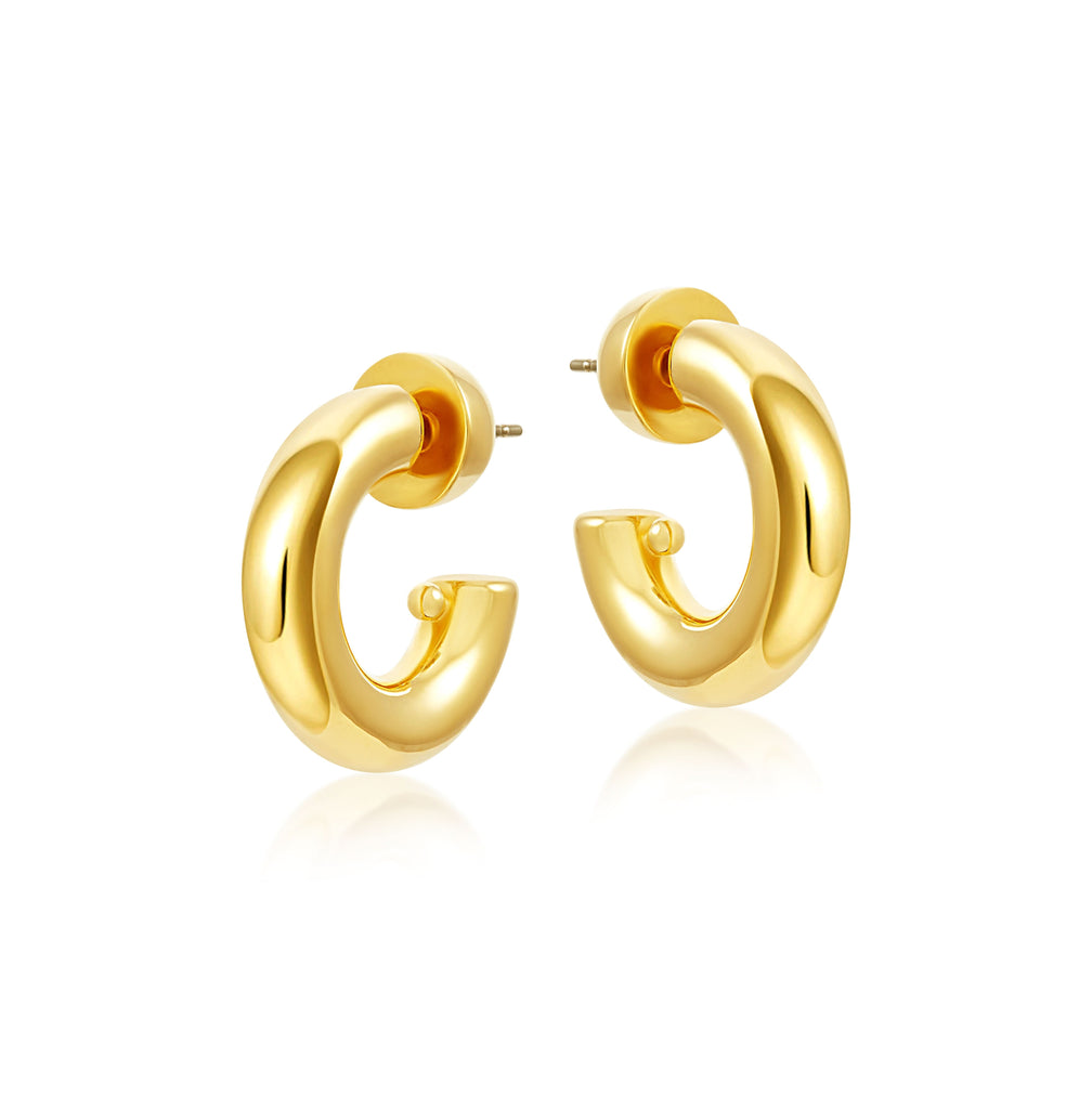 medium gold hoops earring in white background
