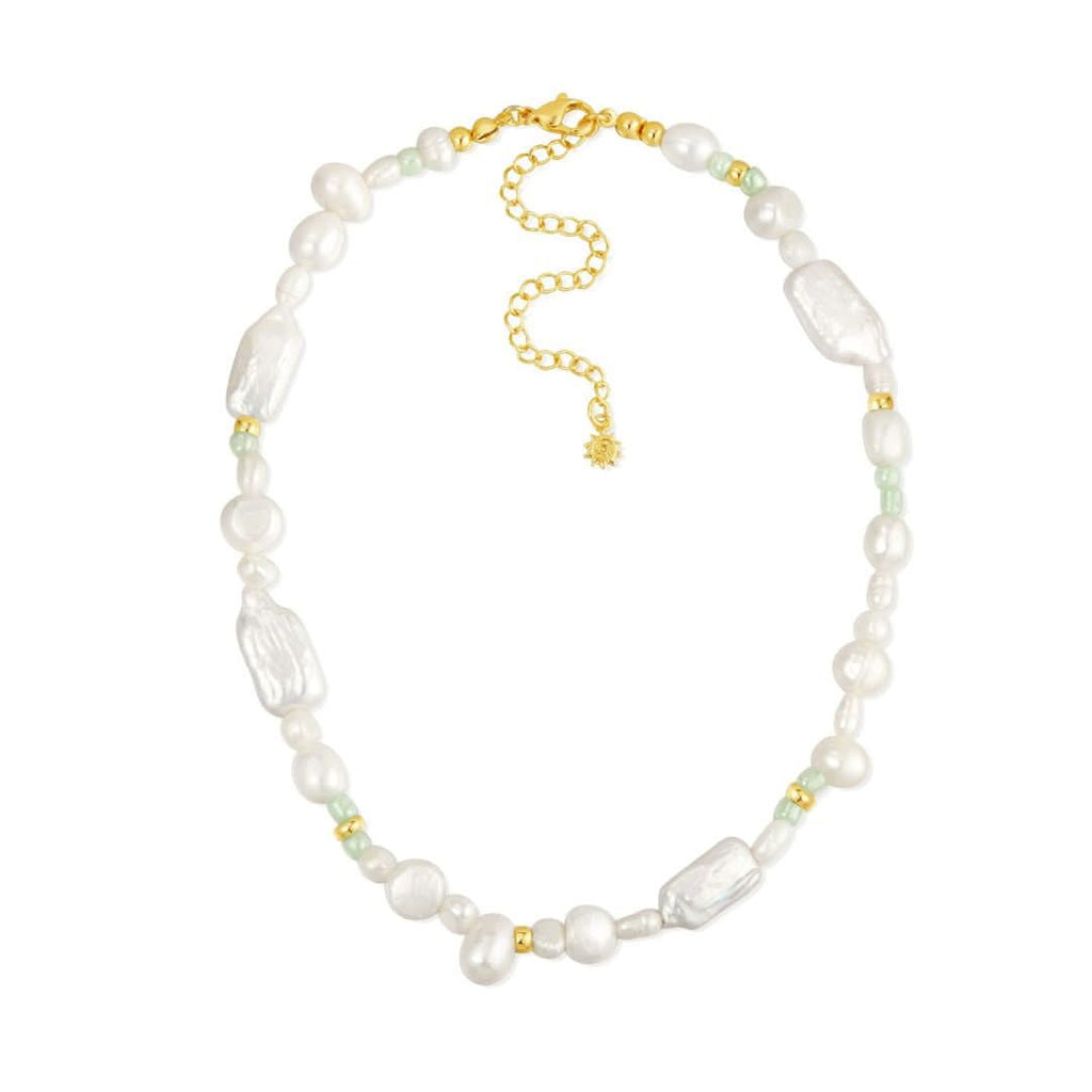 mint sensation pearl choker necklace with white background