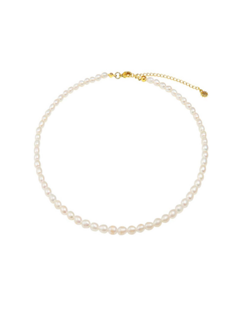 seed pearl necklace over white background