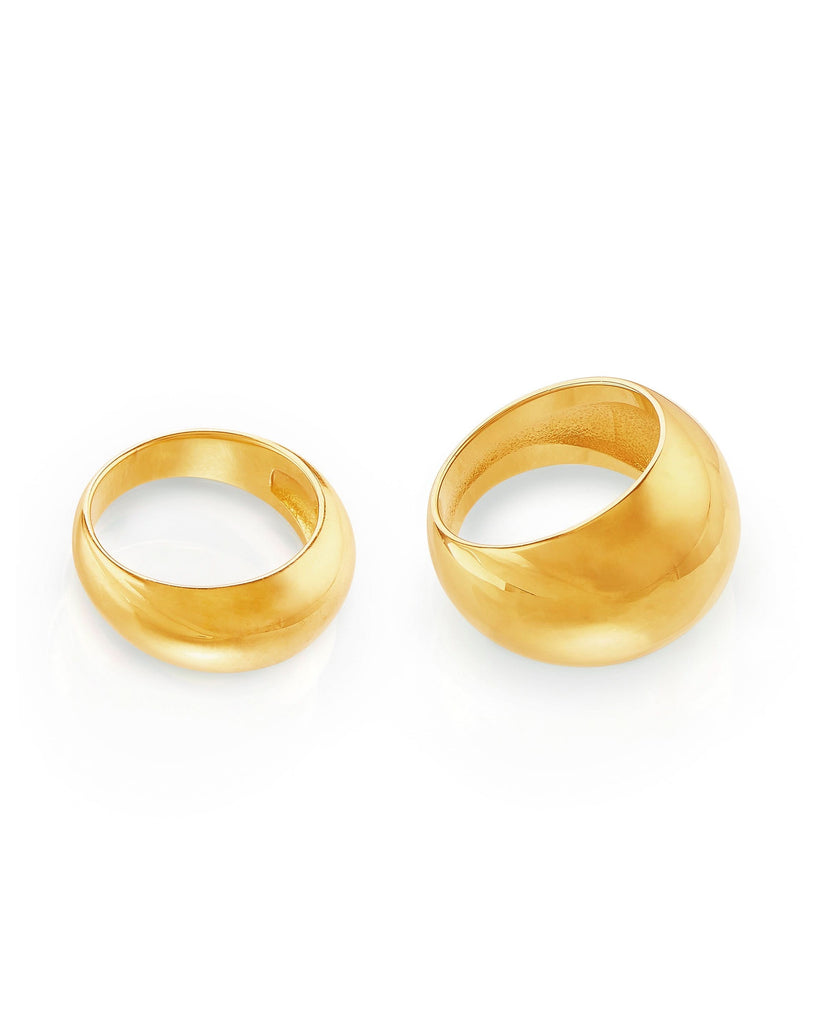 medium and large bold rings in white background
