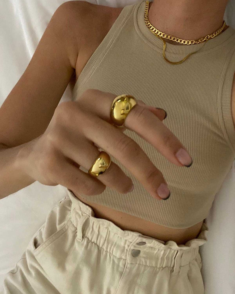 wearing double bold ring 
