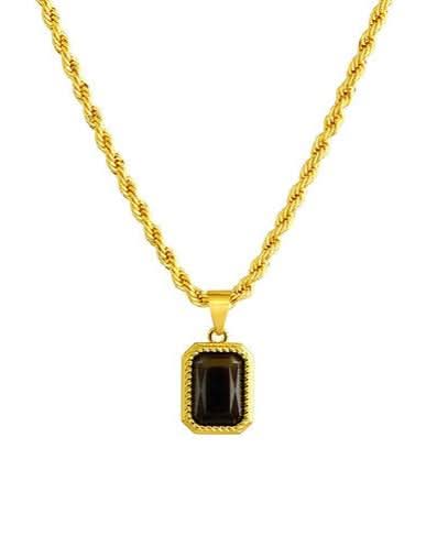 black onyx pendant necklace on white background