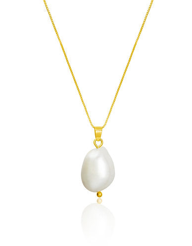 Pearl drop necklace on white background
