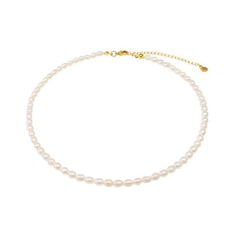seed pearl necklace on white background 