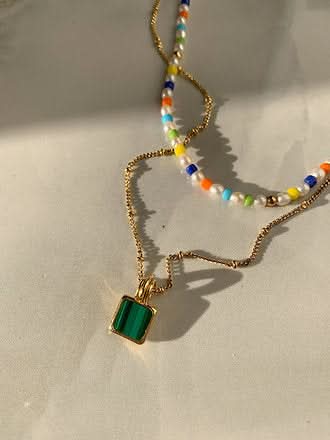 rainbow and malachite necklaces 